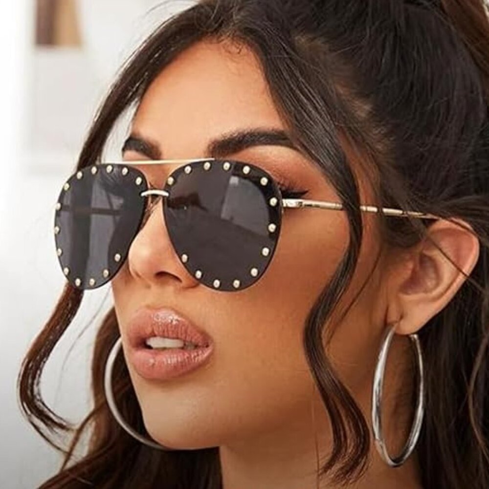 Studded Metal Frame UV 400 Sunglasses